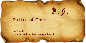 Melis János névjegykártya